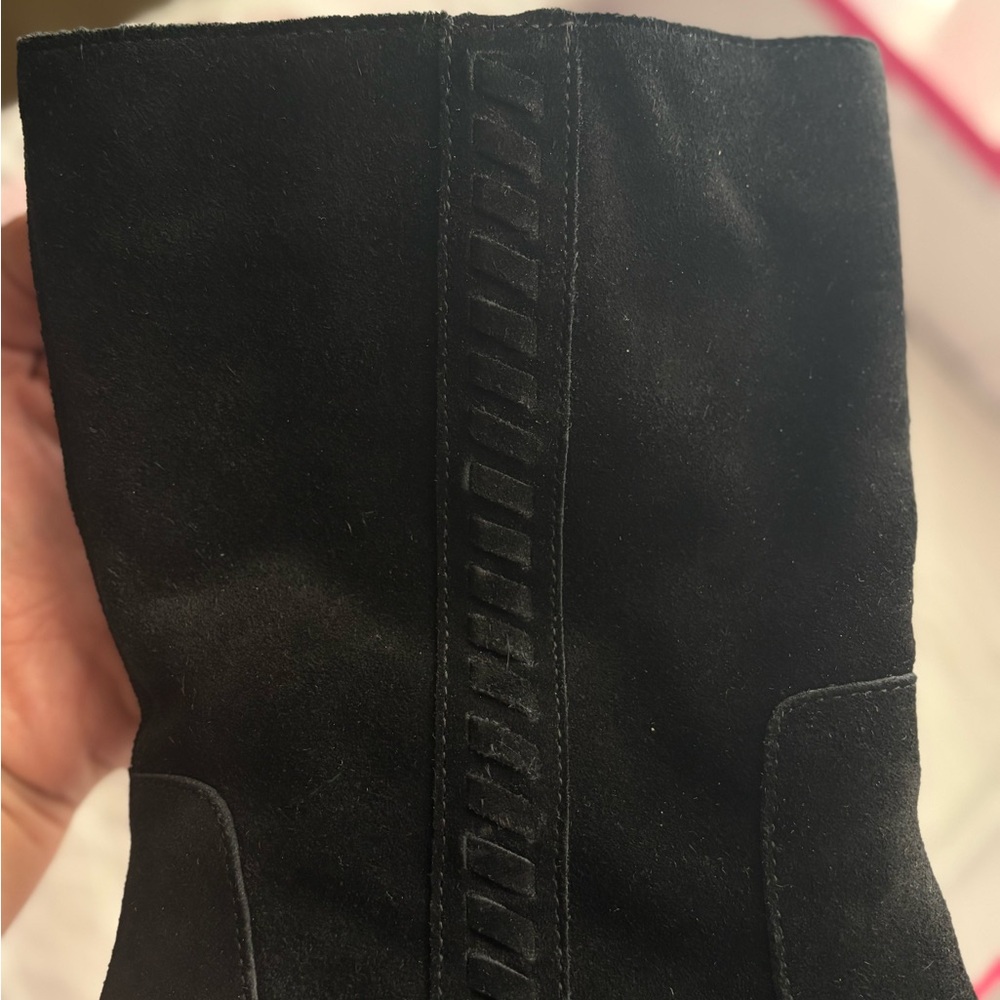 Vince Camuto Black Heeled Boots Suede Pull-On - Picture 6 of 8